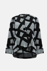 Joseph Ribkoff Black/White Abstract Knit Jacket 233169