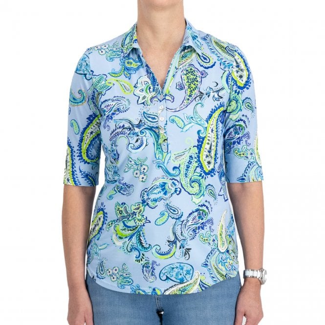 Paisley Print Shirt-Style Top J4239