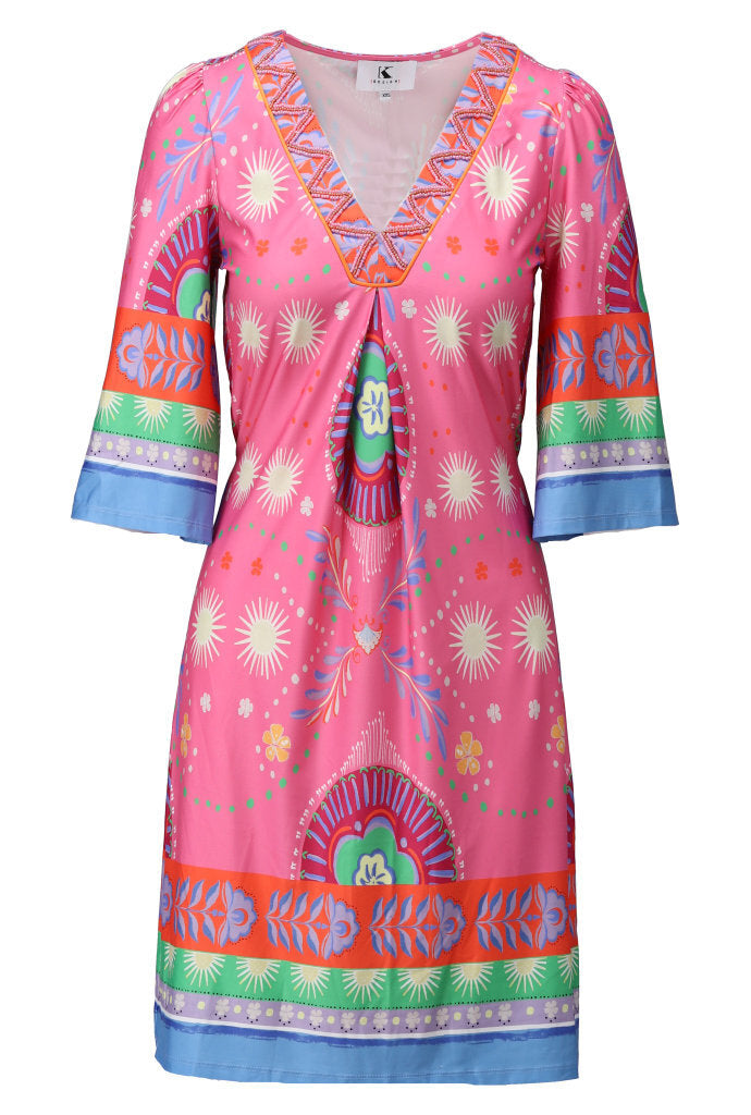 K-design Vibrant Multi-Coloured Patterns Dress