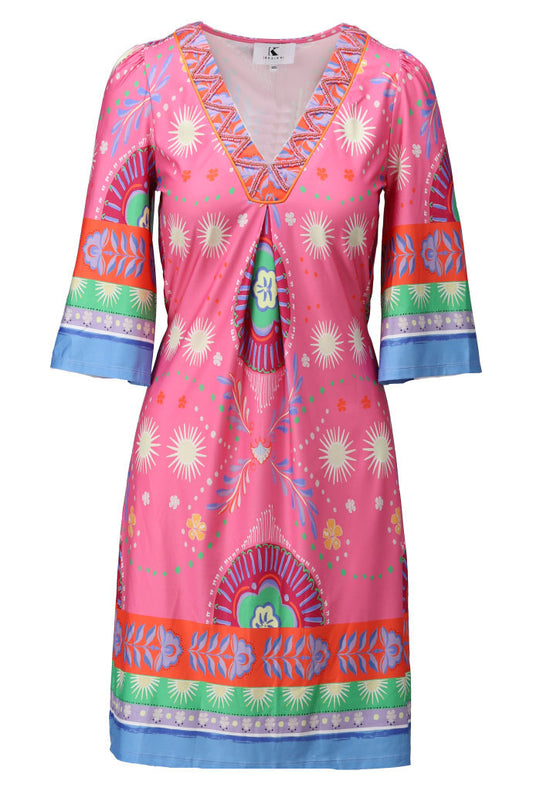 K-design Vibrant Multi-Coloured Patterns Dress
