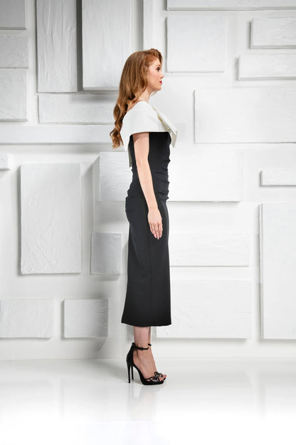Kevan Jon Boo Bow Monochrome Dress