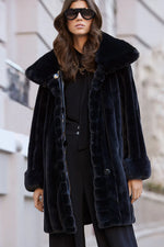 Load image into Gallery viewer, Black Faux Fur Reversible Coat 233900
