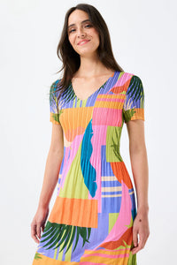 Vibrant Geometric Midi Dress YER631