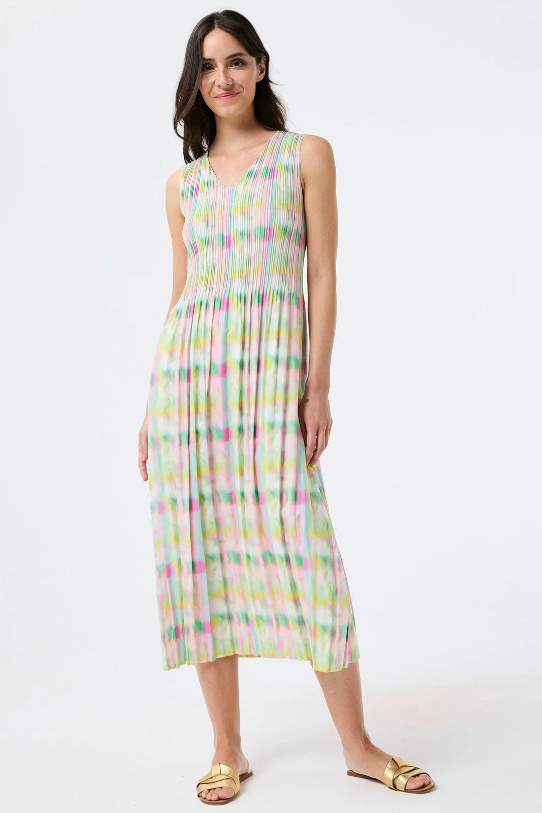 Abstract Print Sleeveless Dress YER629