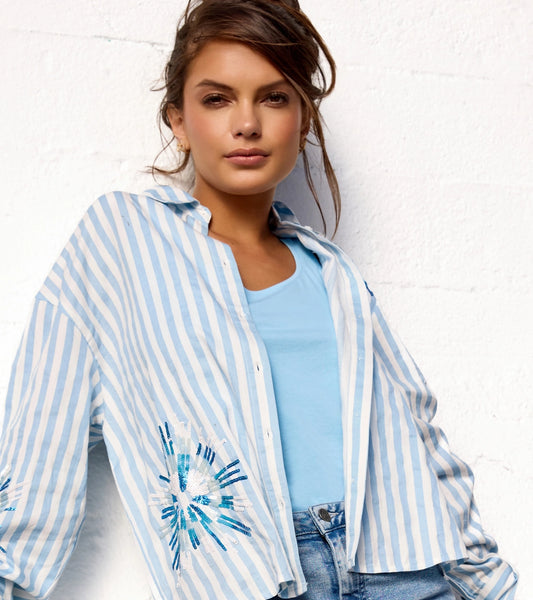 Striped Blouse with Sequins 409145