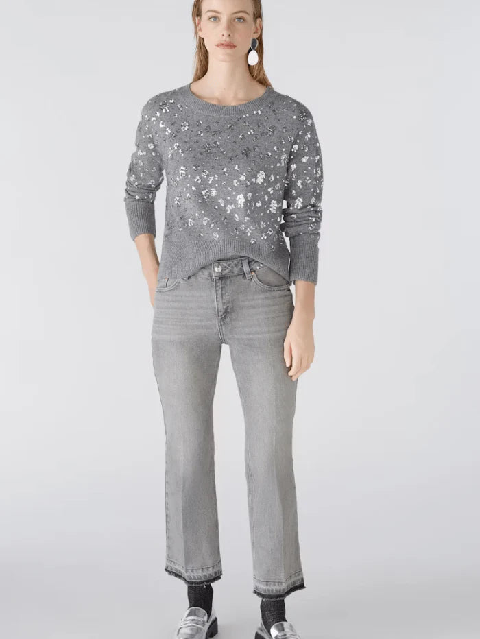 Grey Wool Mix Jumper with Silver sequins