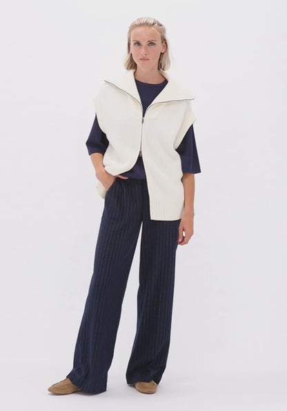 Pinstripe Wide-Leg Trouser