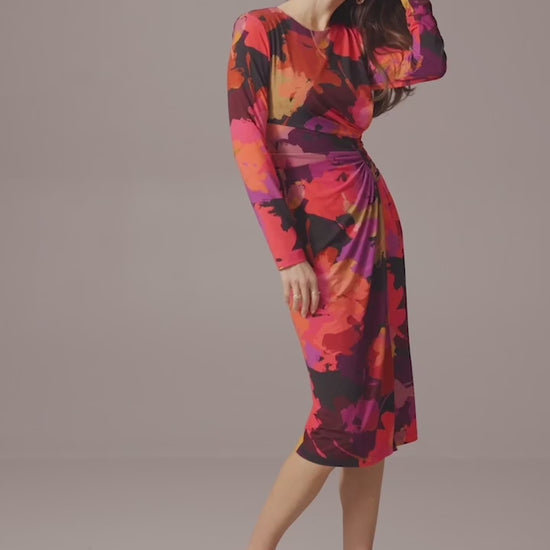 Silky Knit Floral Print Sheath Dress