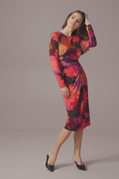 Silky Knit Floral Print Sheath Dress