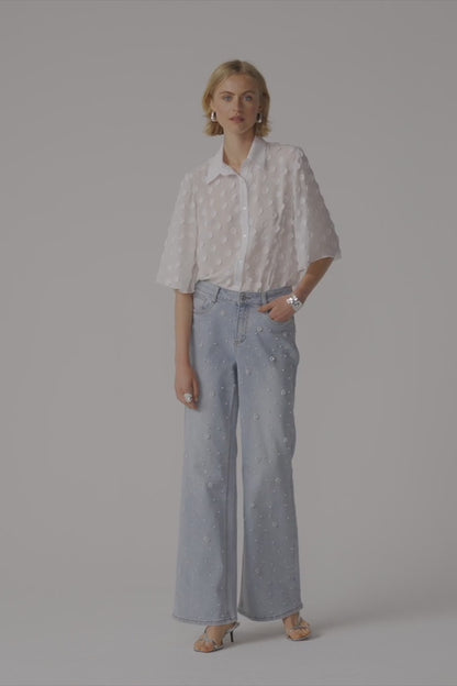 3D Dot Jacquard Boxy Blouse