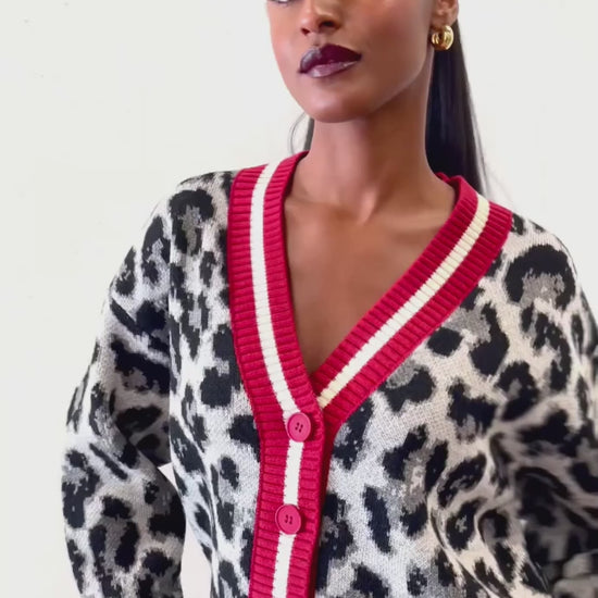 Red-Trim Leopard Cardigan B816 Lucindas