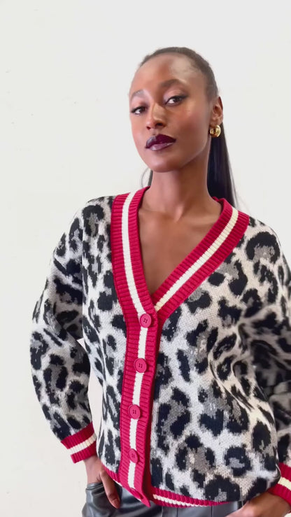 Red-Trim Leopard Cardigan B816 Lucindas