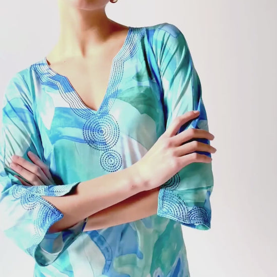 K-Design Aqua Floral Tunic Dress