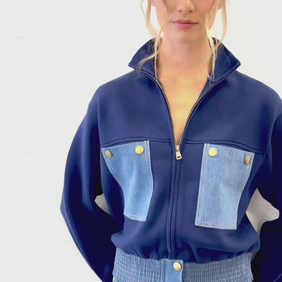 Denim Contrast Utility Jacket B822 Lucindas