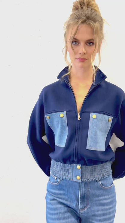 Denim Contrast Utility Jacket B822 Lucindas