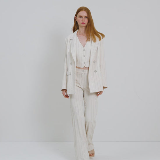 Access Offwhite Gilet with Rhinestone Stripes 43-2249