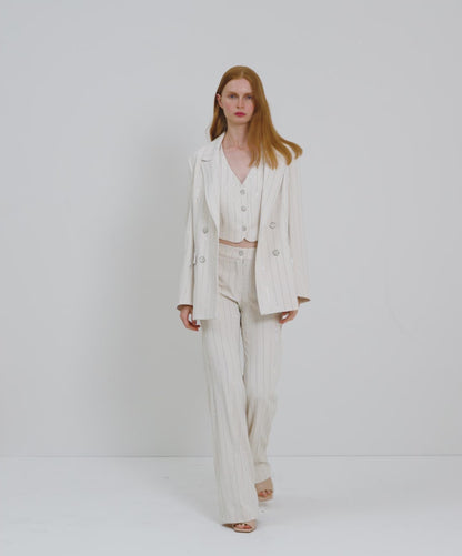 Access Offwhite Gilet with Rhinestone Stripes 43-2249