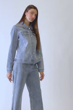 Load and play video in Gallery viewer, Fitted Denim Jacket With Allover Rhinestones 241914
