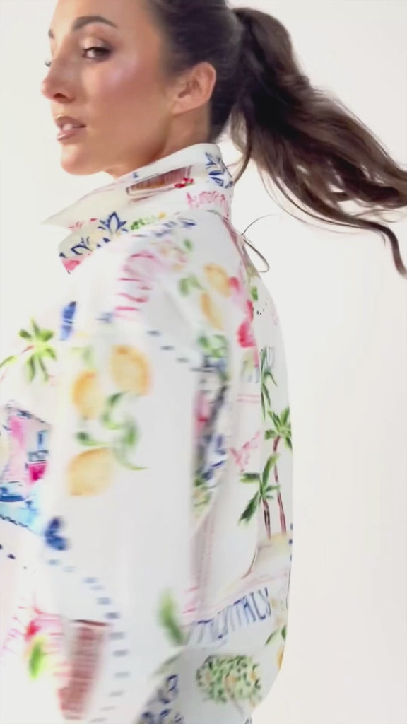K-Design Mediterranean Print Cotton Shirt