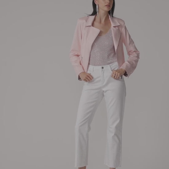 Pink Faux Suede Fitted Jacket