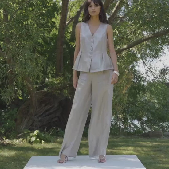 Joseph Ribkoff Foiled Linen Peplum Waistcoat