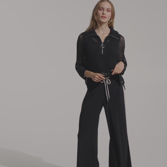 Colour Block Wide Leg Pull-On Trousers