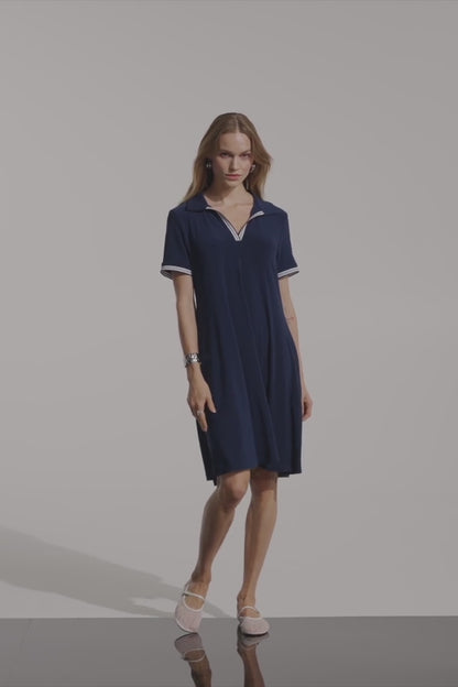 Trapeze Dress With Polo Collar