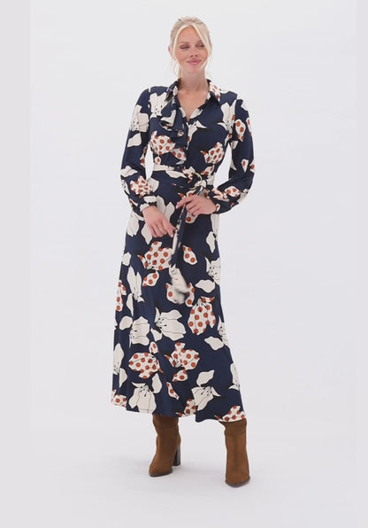 Navy Floral Print Maxi Dress