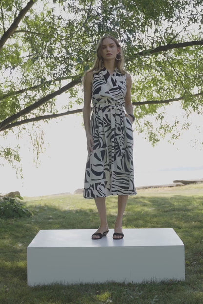 Tropical Print Fit And Flare Wrap Dress