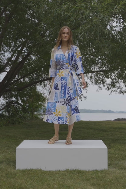 Joseph Ribkoff Tropical Print A-Line Wrap Dress