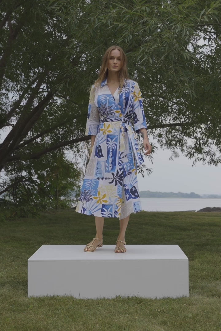 Joseph Ribkoff Tropical Print A-Line Wrap Dress