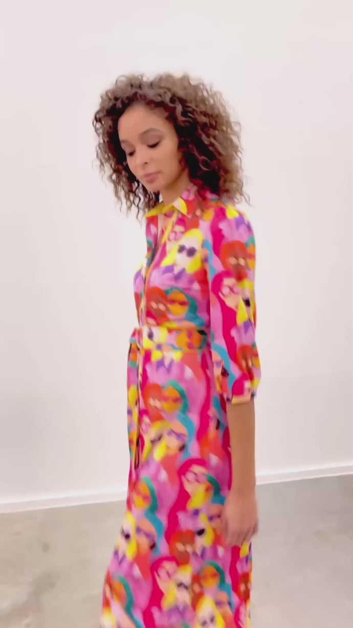 K-Design Artistic Button Up Maxi Dress a313