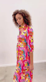 Load and play video in Gallery viewer, Artistic Button Up Maxi Dress A313
