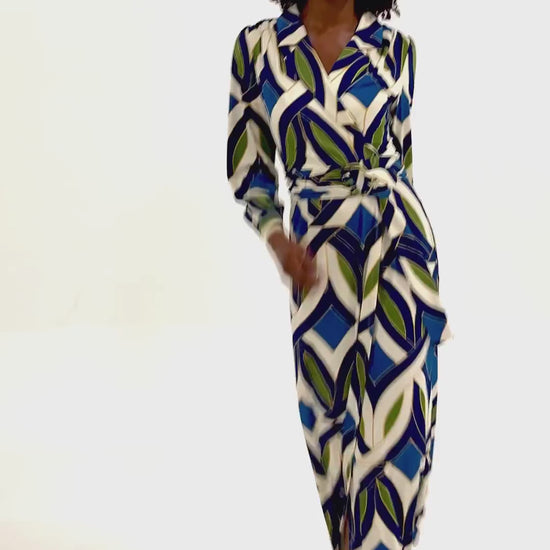 K-Design Bold Geometric Wrap Maxi Dress Z364