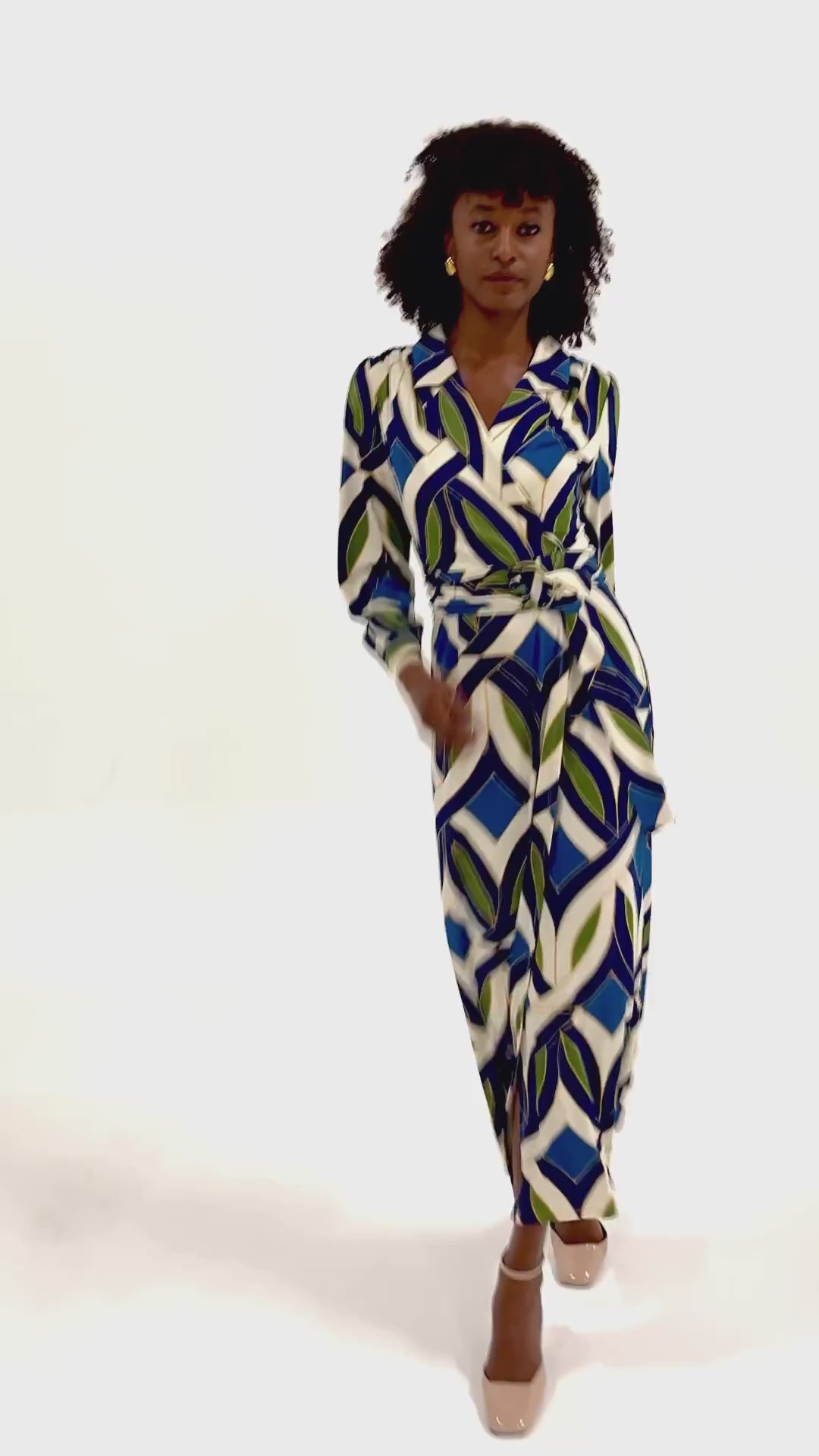 K-Design Bold Geometric Wrap Maxi Dress Z364