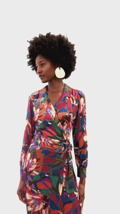 Floral Wrap Midi Dress X214