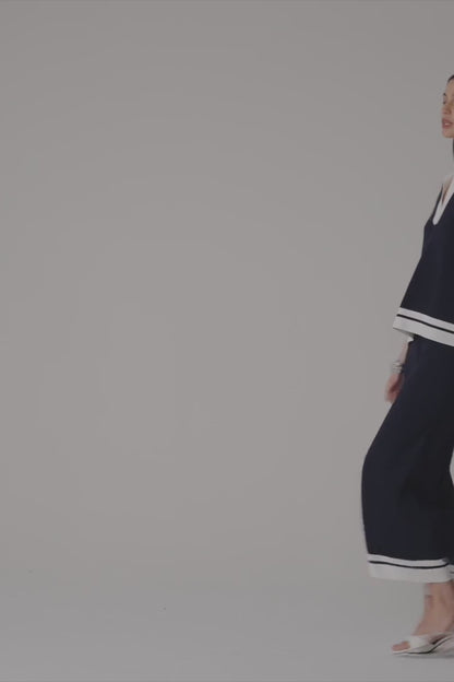 Viscose Blend Boxy Top With Stripe Detail