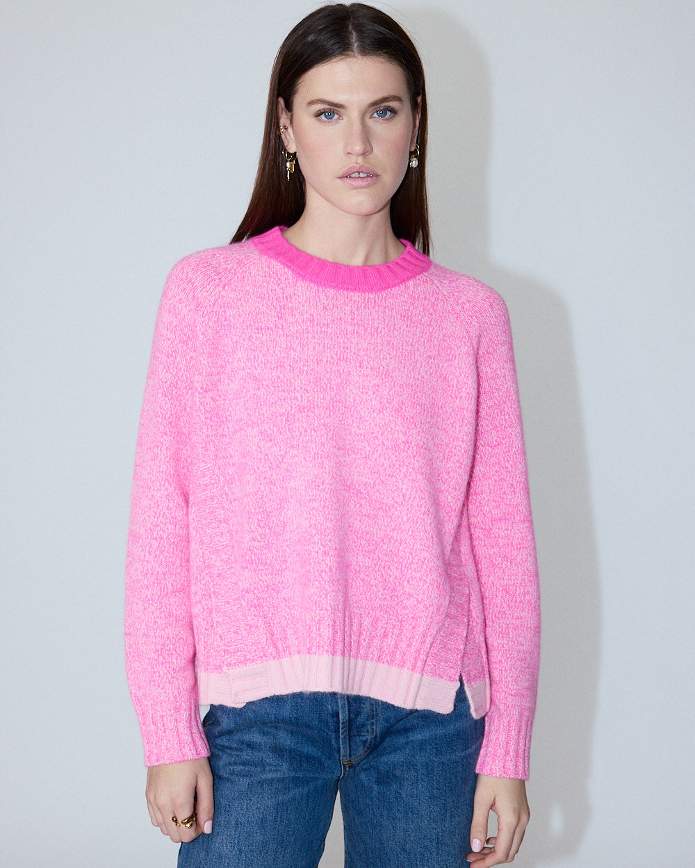 Bicolor Marl Knit Jumper – Vibrant Green & Turquoise