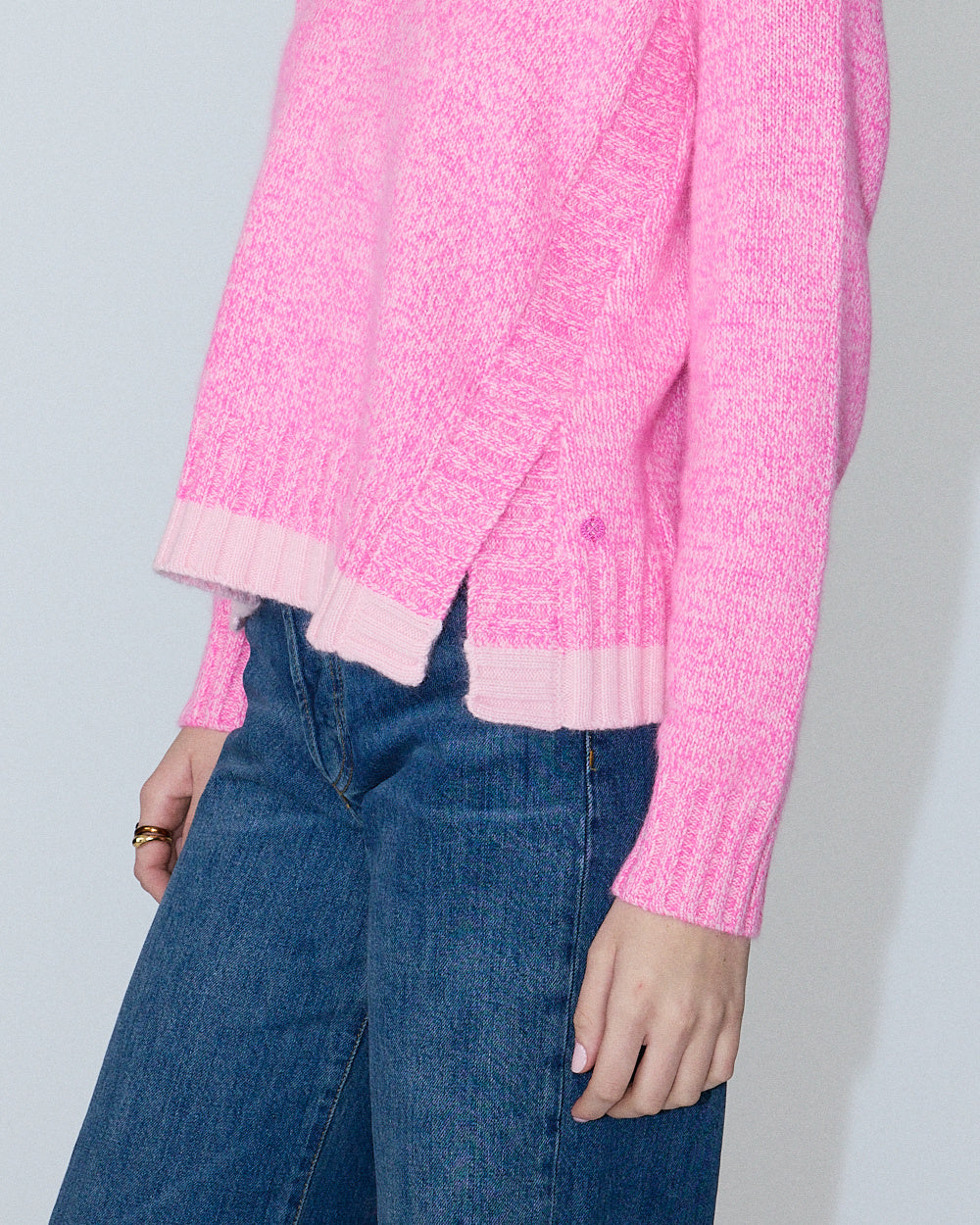 Bicolor Marl Knit Jumper – Vibrant Green & Turquoise
