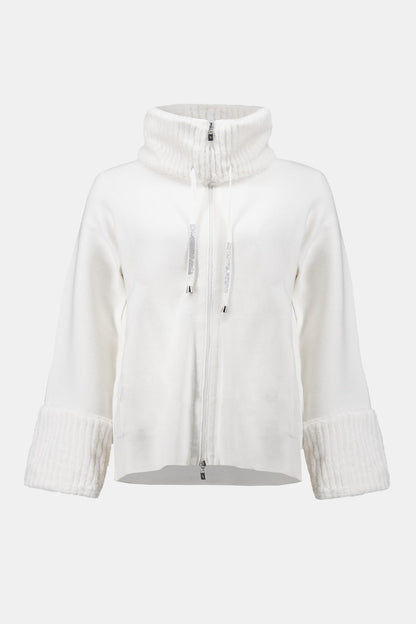 Sweater Knit Coat With Fur Trim