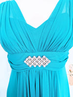 Load image into Gallery viewer, Empire Line Maxi Dress with Diamanté Brooch

