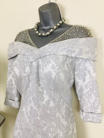 Load image into Gallery viewer, Silver Bardot Dress with Pearls 26222C
