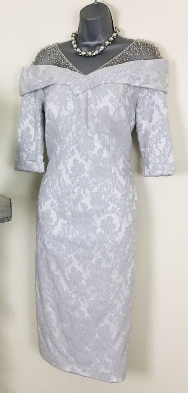 Silver Bardot Dress with Pearls 26222C