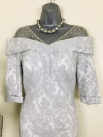 Load image into Gallery viewer, Silver Bardot Dress with Pearls 26222C
