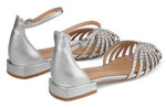 Load image into Gallery viewer, Silver Flat Sandals with Rhinestones V23200
