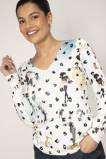 Load image into Gallery viewer, Parisian Print Long-Sleeved Top  EMR106
