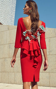 Dusky Pink Flower Appliqué Back Dress 95706 Online exclusive promo price