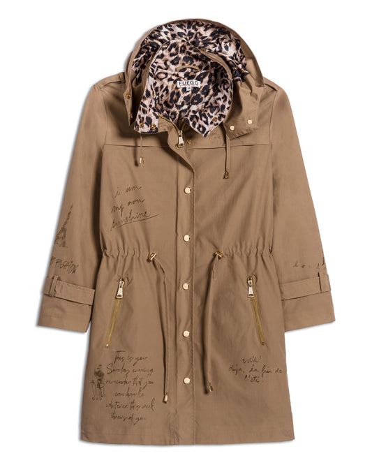 Script Print Trench Coat
