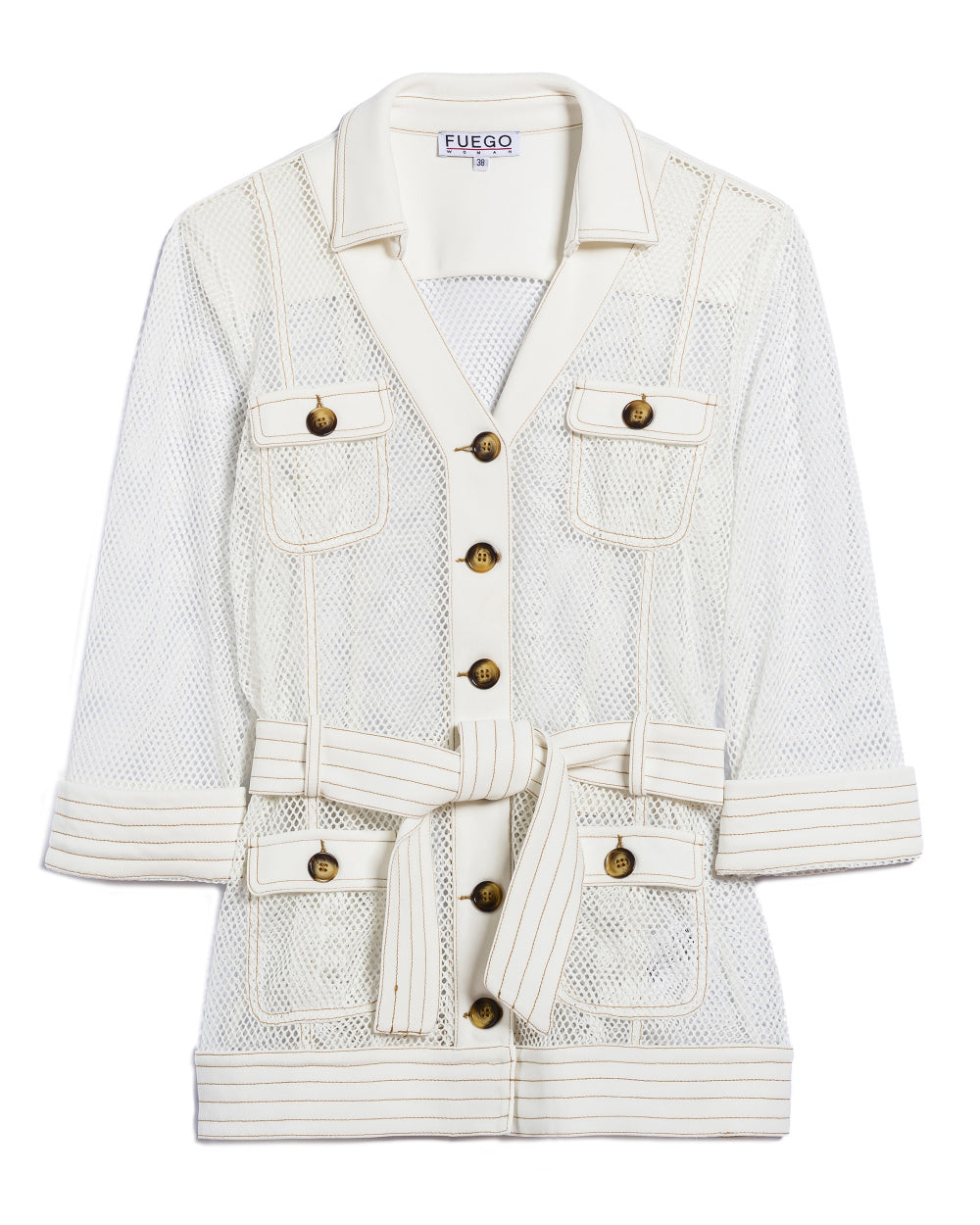 Ecru Fishnet Tailored Jacket EMR818