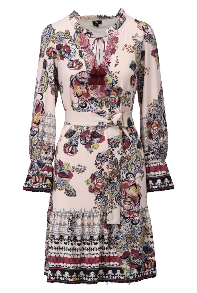 Bohemian Floral and Paisley Print Dress